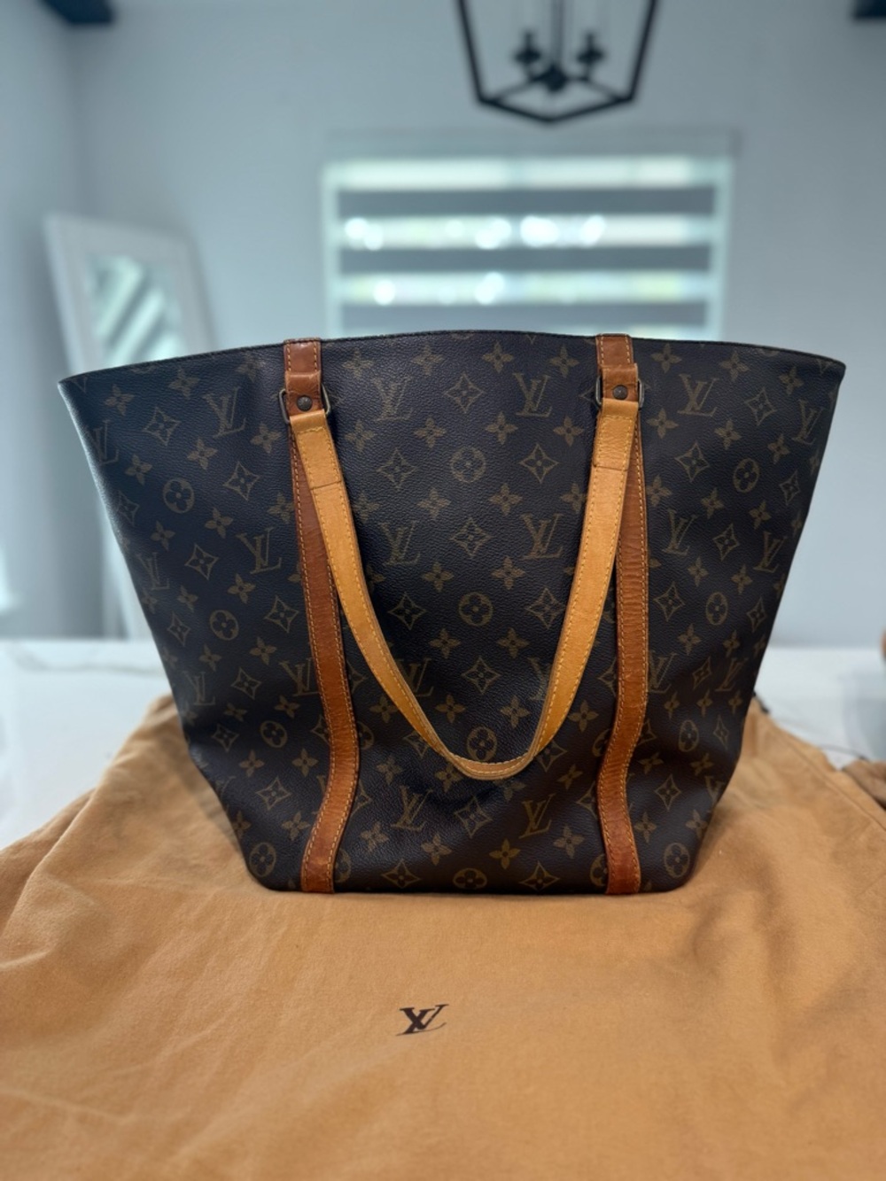 Louis Vuitton Monogram Sac Shopping Tote Bag VINTAGE - Picture 3 of 12
